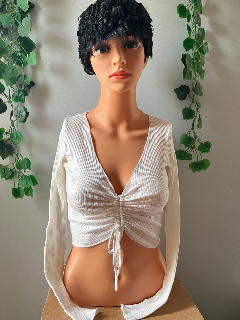 Princess Polly White Ribbed Ruched Crop Top